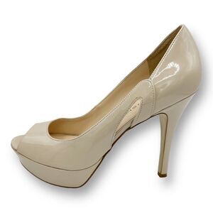 Marc Fisher Peep Toe Platform Stiletto Nude Patent Leather Heels Sz 10M